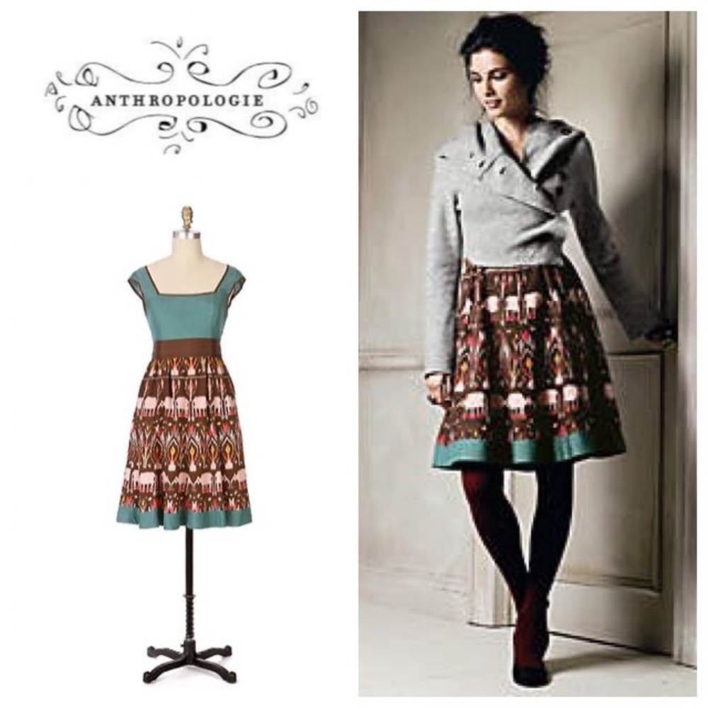 Anthro Elephant March Dress
